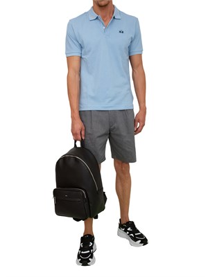 Polo uomo La Martina in cotone azzurro con ricamo logo a contrasto in UOMO