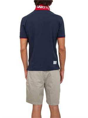 Polo uomo La Martina in cotone blu con ricamo logo e sottocollo logo in UOMO