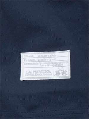 Polo uomo La Martina in cotone blu con ricamo logo e sottocollo logo in UOMO