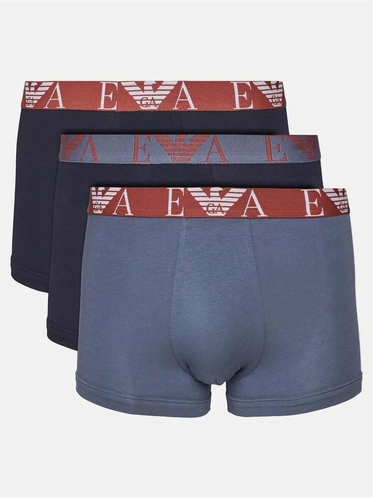 Pack 3 Boxer Emporio Armani in cotone stretch blu