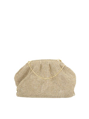 Pouch bag Petra di Twenty Fouhaitch in cristalli oro e tracolla removibile in DONNA