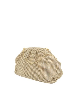 Pouch bag Petra di Twenty Fouhaitch in cristalli oro e tracolla removibile in DONNA