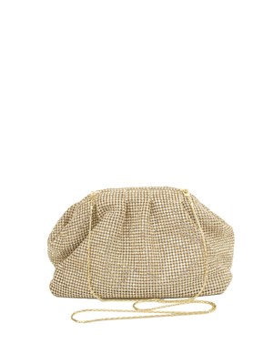 Pouch bag Petra di Twenty Fouhaitch in cristalli oro e tracolla removibile in DONNA