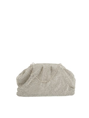 Pouch bag Petra di Twenty Fouhaitch in cristalli argento e tracolla removibile in DONNA