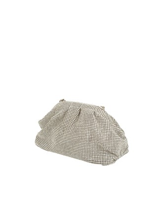 Pouch bag Petra di Twenty Fouhaitch in cristalli argento e tracolla removibile in DONNA