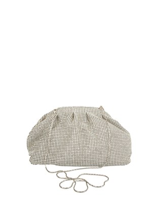 Pouch bag Petra di Twenty Fouhaitch in cristalli argento e tracolla removibile in DONNA