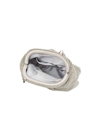 Pouch bag Petra di Twenty Fouhaitch in cristalli argento e tracolla removibile in DONNA