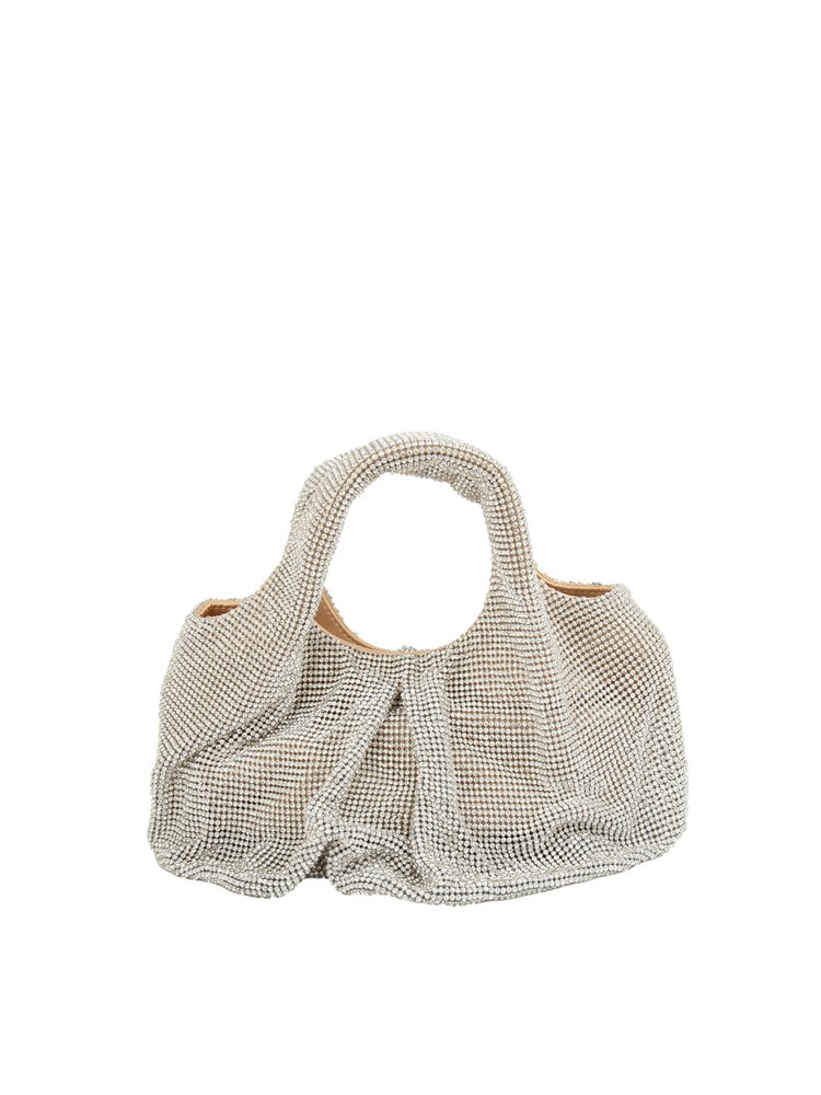 Borsa a mano Sydney di Twenty Fourhaitch con cristalli argento e tracolla removibile