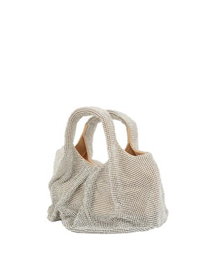 Borsa a mano Sydney di Twenty Fourhaitch con cristalli argento e tracolla removibile in DONNA