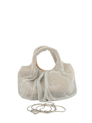 Borsa a mano Sydney di Twenty Fourhaitch con cristalli argento e tracolla removibile in DONNA