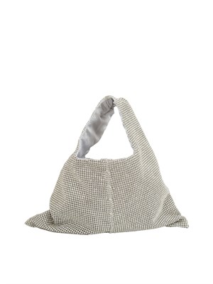 Borsa shopper Parks di Twenty Fourhaitch in maglia di strass argento in DONNA