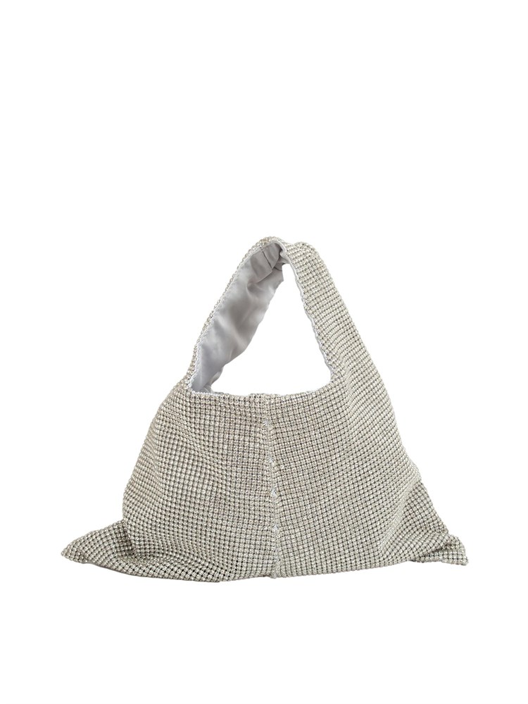 Borsa shopper Parks di Twenty Fourhaitch in maglia di strass argento