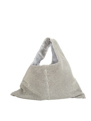 Borsa shopper Parks di Twenty Fourhaitch in maglia di strass argento in DONNA