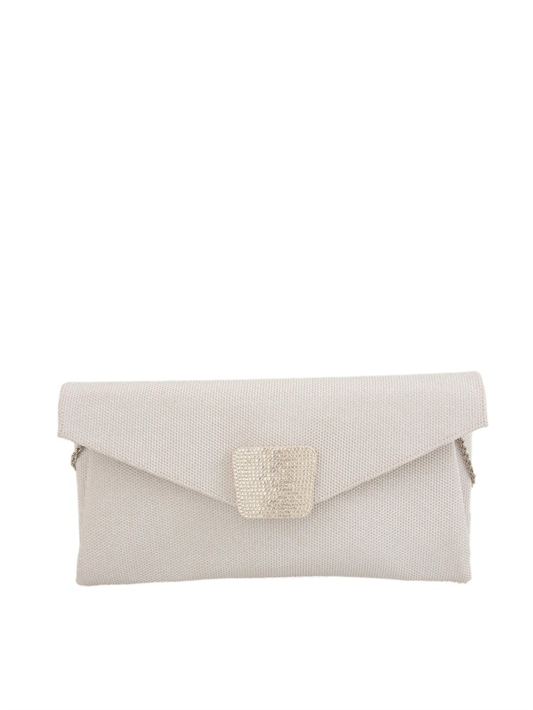 Maxi pochette Saturno di Twenty Fourhaitch in tessuto diamantato con patta e fibbia