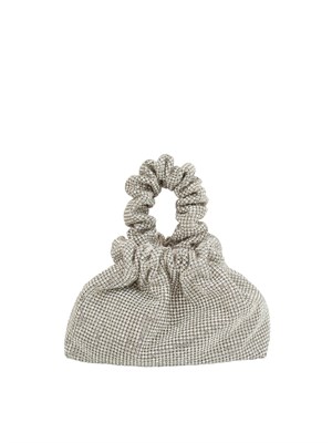 Borsa a mano Angela Aura di Twenty Fourhaitch in strass argento con tracolla removibile in DONNA