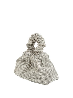 Borsa a mano Angela Aura di Twenty Fourhaitch in strass argento con tracolla removibile in DONNA
