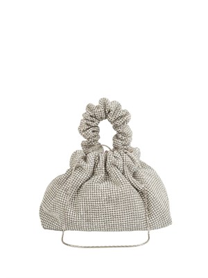 Borsa a mano Angela Aura di Twenty Fourhaitch in strass argento con tracolla removibile in DONNA