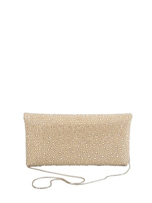 Pochette Siria di Twenty Fourhaitch con mini cristalli oro e tracolla removibile in DONNA