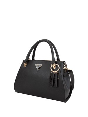 Borsa a mano Guess modello Noelle in similpelle nera con lavorazione saffiano in DONNA