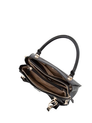 Borsa a mano Guess modello Noelle in similpelle nera con lavorazione saffiano in DONNA