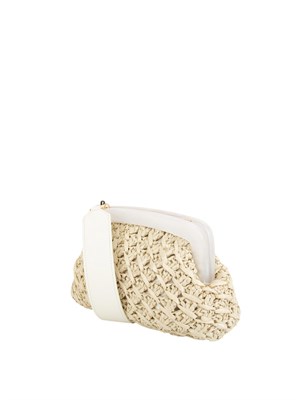Pochette avorio Marella con lavorazione intrecciata effetto rafia e tracolla removibile in DONNA