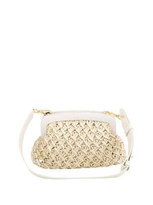 Pochette avorio Marella con lavorazione intrecciata effetto rafia e tracolla removibile in DONNA