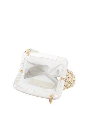 Pochette avorio Marella con lavorazione intrecciata effetto rafia e tracolla removibile in DONNA