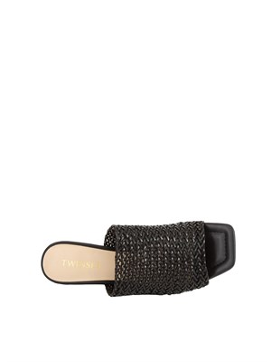 Sandali Twinset nero mules con intrecci in DONNA
