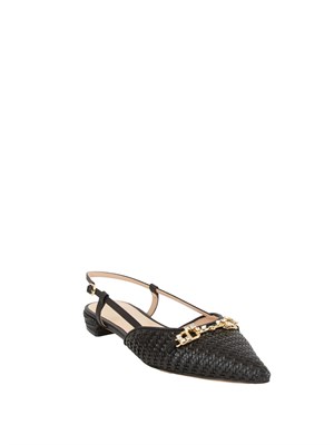Ballerine Twinset slingback con Oval T nero in DONNA