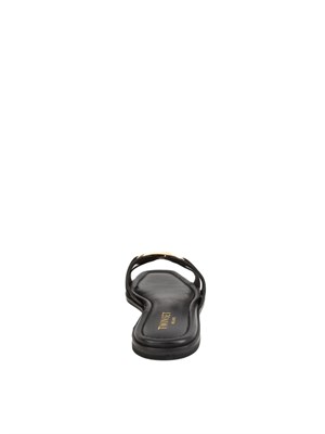 Sandali slide Twinset in pelle nera con Oval T in DONNA