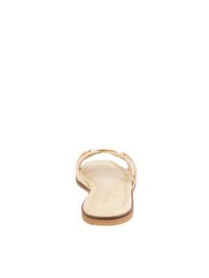 Sandali slide Twinset in pelle avorio con Oval T in DONNA