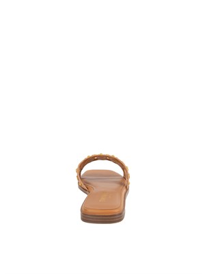 Sandali slide Twinset in pelle cuoio con borchie in DONNA