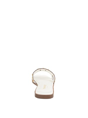 Sandali slide Twinset in pelle bianco con borchie in DONNA