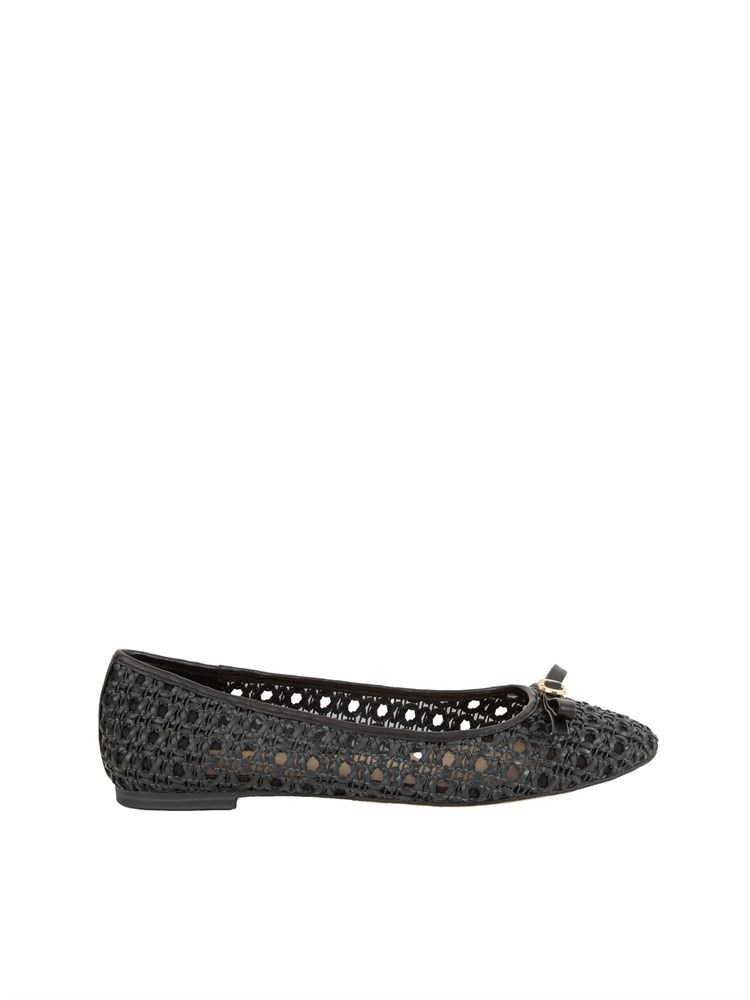 Ballerine Twinset nero con intrecci e fiocco