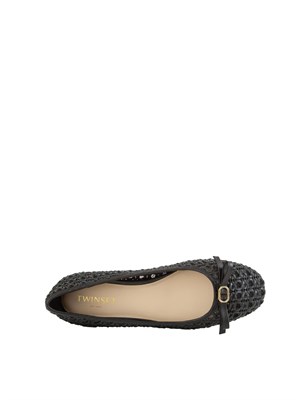 Ballerine Twinset nero con intrecci e fiocco in DONNA