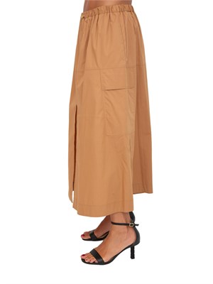 Gonna lunga Twinset in popeline cammello con pieghe in DONNA