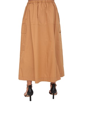 Gonna lunga Twinset in popeline cammello con pieghe in DONNA