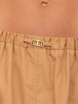 Gonna lunga Twinset in popeline cammello con pieghe in DONNA