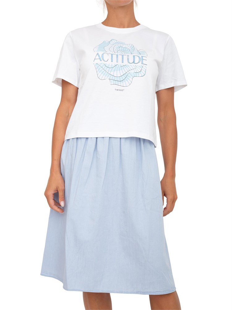 T-shirt Twinset Actitude in cotone bianco con stampa cuore