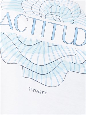 T-shirt Twinset Actitude in cotone bianco con stampa cuore in DONNA