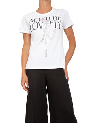 T-shirt Twinset in cotone bianco con stampa in DONNA