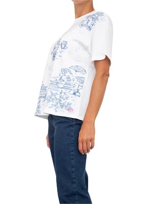 T-shirt Twinset in pregiato cotone bianco con stampoa floreale sul davanti in DONNA