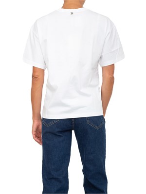 T-shirt Twinset in pregiato cotone bianco con stampoa floreale sul davanti in DONNA