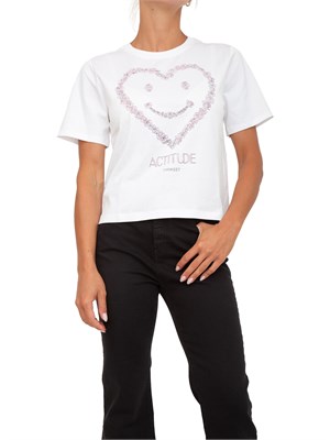 T-shirt Twinset Actitude in cotone bianco con stampa cuore e logo in DONNA