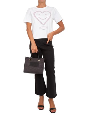 T-shirt Twinset Actitude in cotone bianco con stampa cuore e logo in DONNA