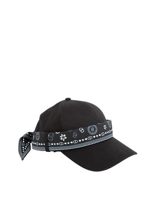 Cappello baseball Twinset in cotone nero con bandana in DONNA