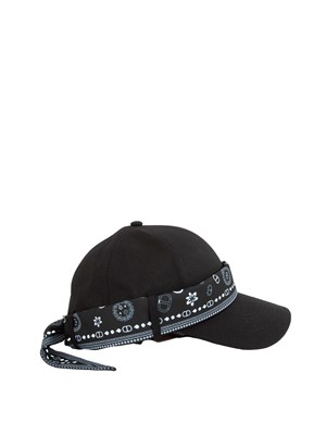 Cappello baseball Twinset in cotone nero con bandana in DONNA
