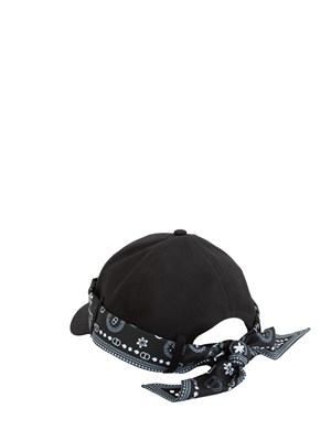 Cappello baseball Twinset in cotone nero con bandana in DONNA