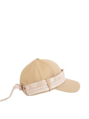 Cappello baseball Twinset in cotone beige con bandana in DONNA