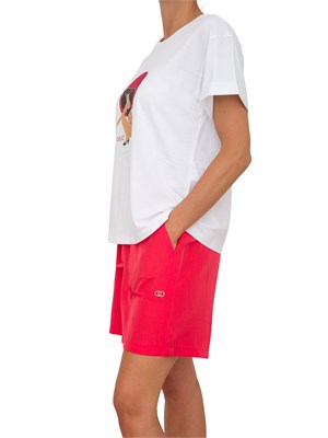 T-shirt bianca Liu Jo donna con girocollo, maniche corte e stampa grafica con strass in DONNA